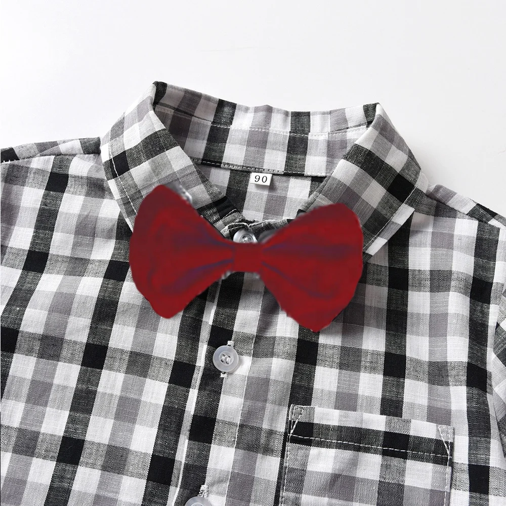 kids outdoor fashion clothes sets autumn babies shirt with overalls children luxury gentleman birthday party outfit sets