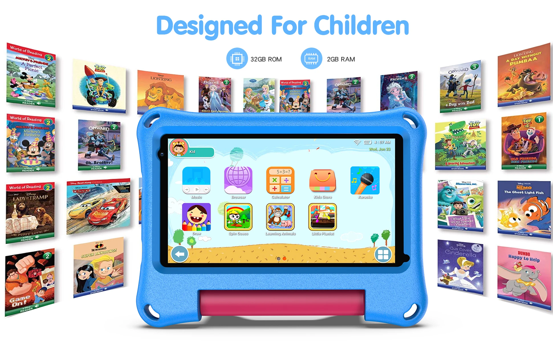 Pritom M7K new model kids tablet 7inch android quad core game tablet with dual camera