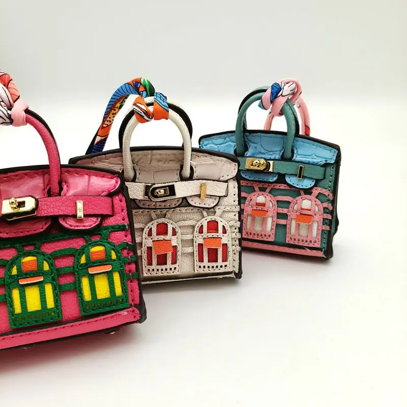 New cute mini handbag hanger ornaments tiny bag purse pendant key holder luxury designer leather bag charms