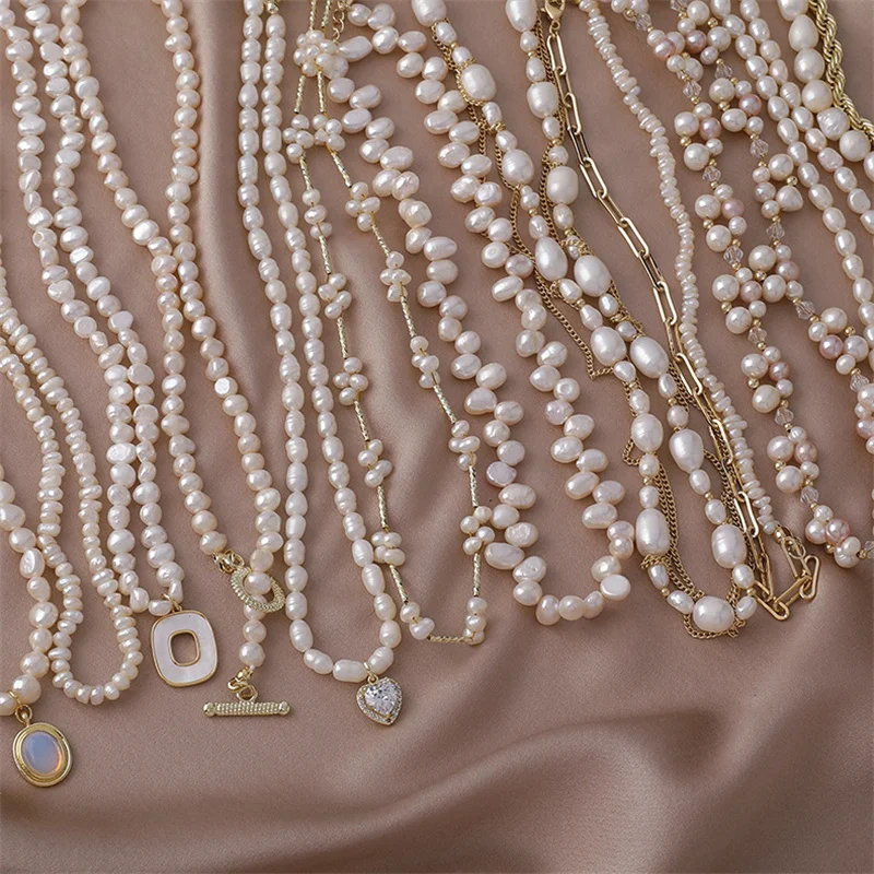 74 Designs Vintage Style Wedding French Baroque Irregular Pearl Fine Jewelry Dainty Freshwater Pearl Necklace