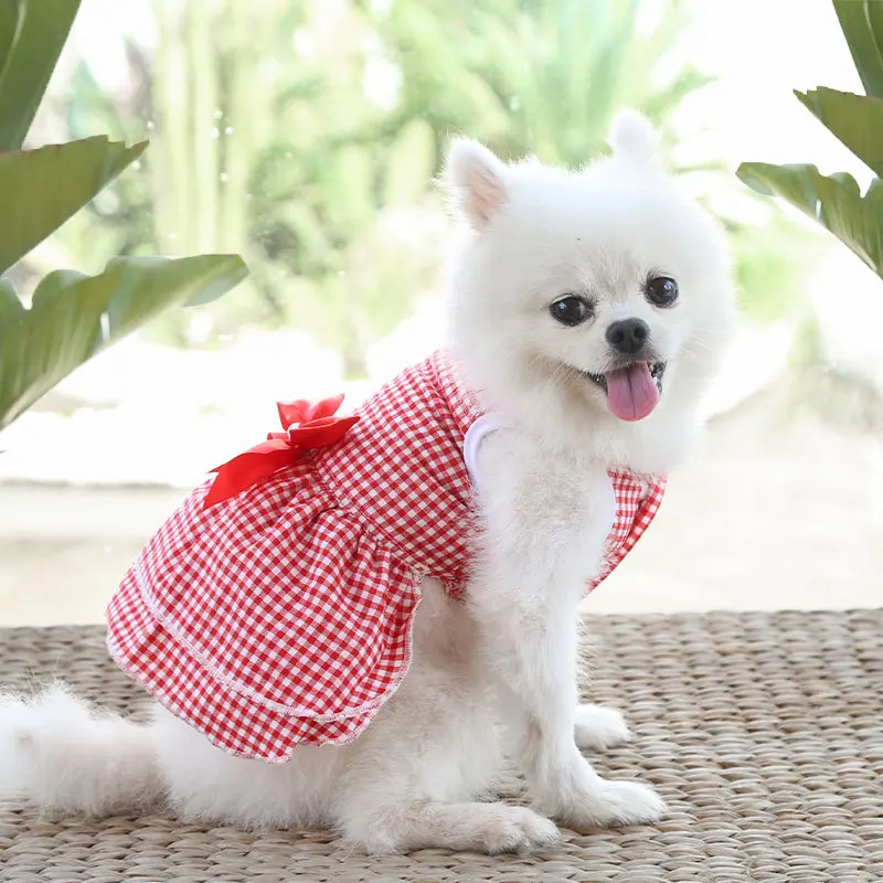 New Arrival Spring Summer Clothes Dogs Skirt Sleeveless Pet Jumper Cute Breathable Dogs Puppy Cats Dress With Bow Tie