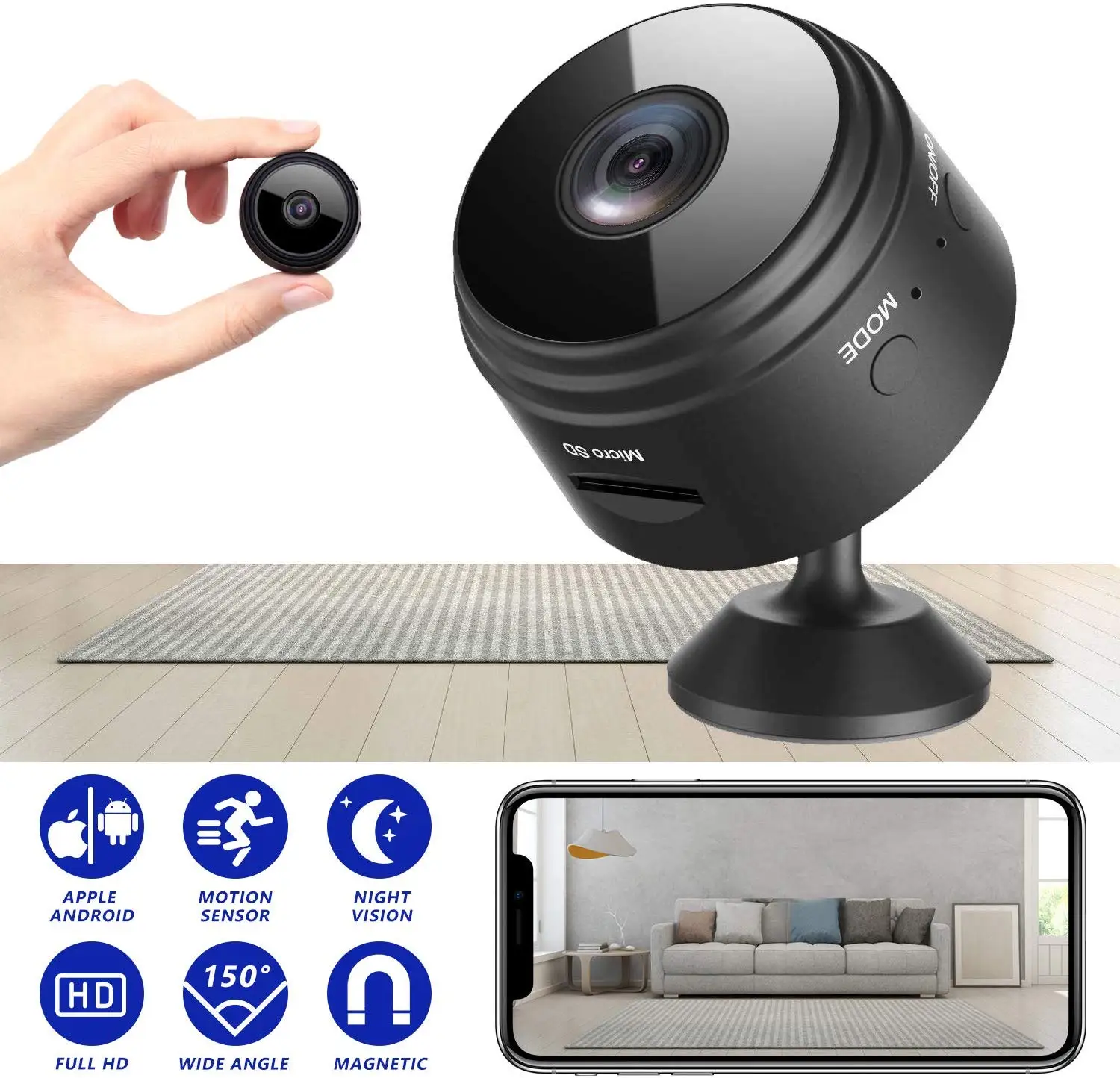 Mini IP Camera WiFi Hidden Camera Wireless 1080P Indoor Home Small Mini Cam Security Camera Nanny Cam with Motion Detection