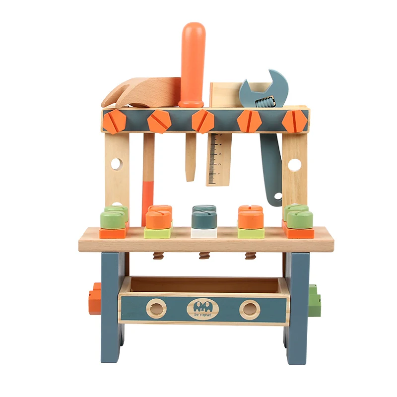 New wooden tool table for pretend play boys and girls educational toys beat toy turn the screw toy
