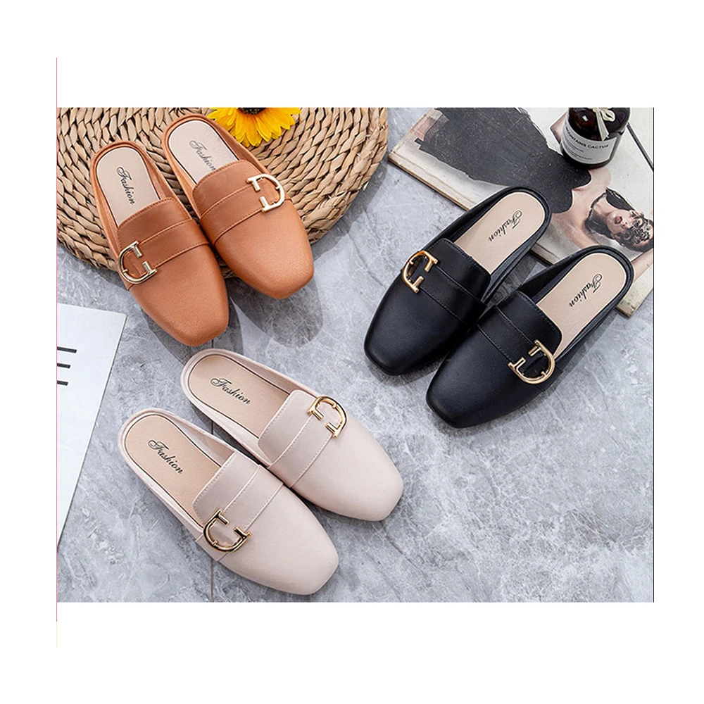 Z/Новинка; Лидер продаж; Полуботинки на плоской подошве; Женские повседневные туфли без задника с золотыми полукруглыми украшениями; Женская обувь