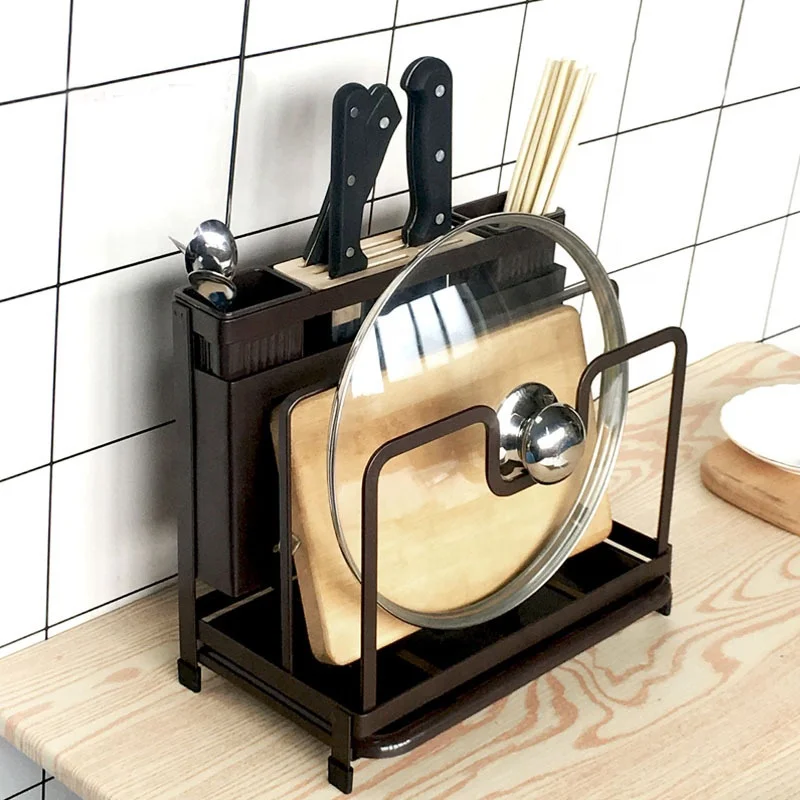 Kitchen shelves cutting board pot lid knife holder multifunction tableware storage shelf