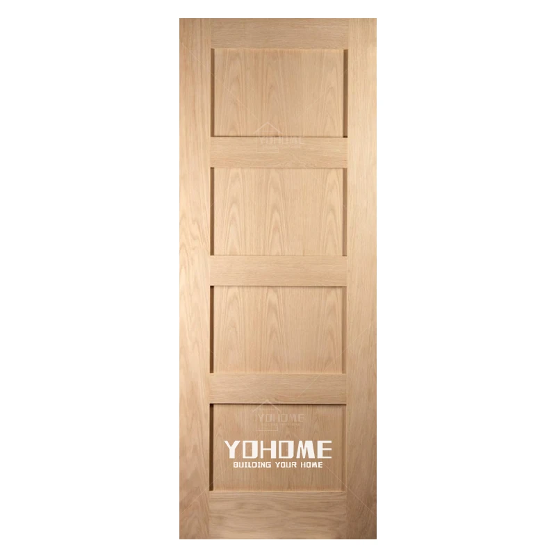 American simple design shaker 2 panel solid core oak interior door slab shaker door 2 panel flat shaker door