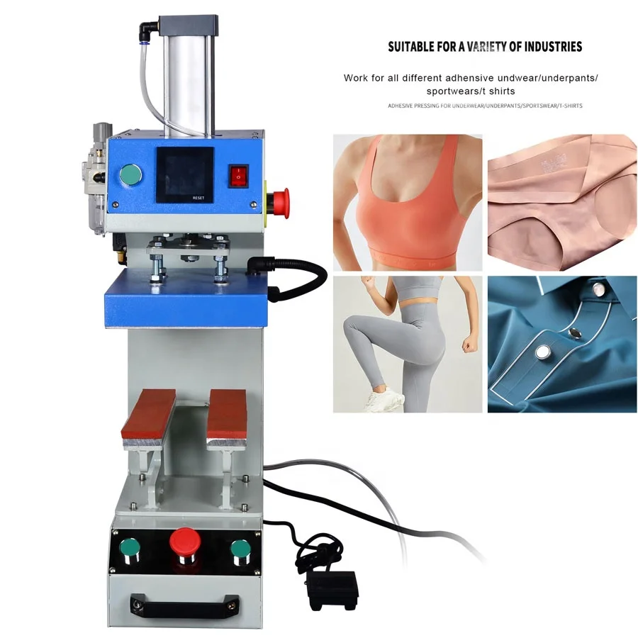 Special application underwear bone glue hot press embossing logo sole station heatpress machine for mild manufacturers