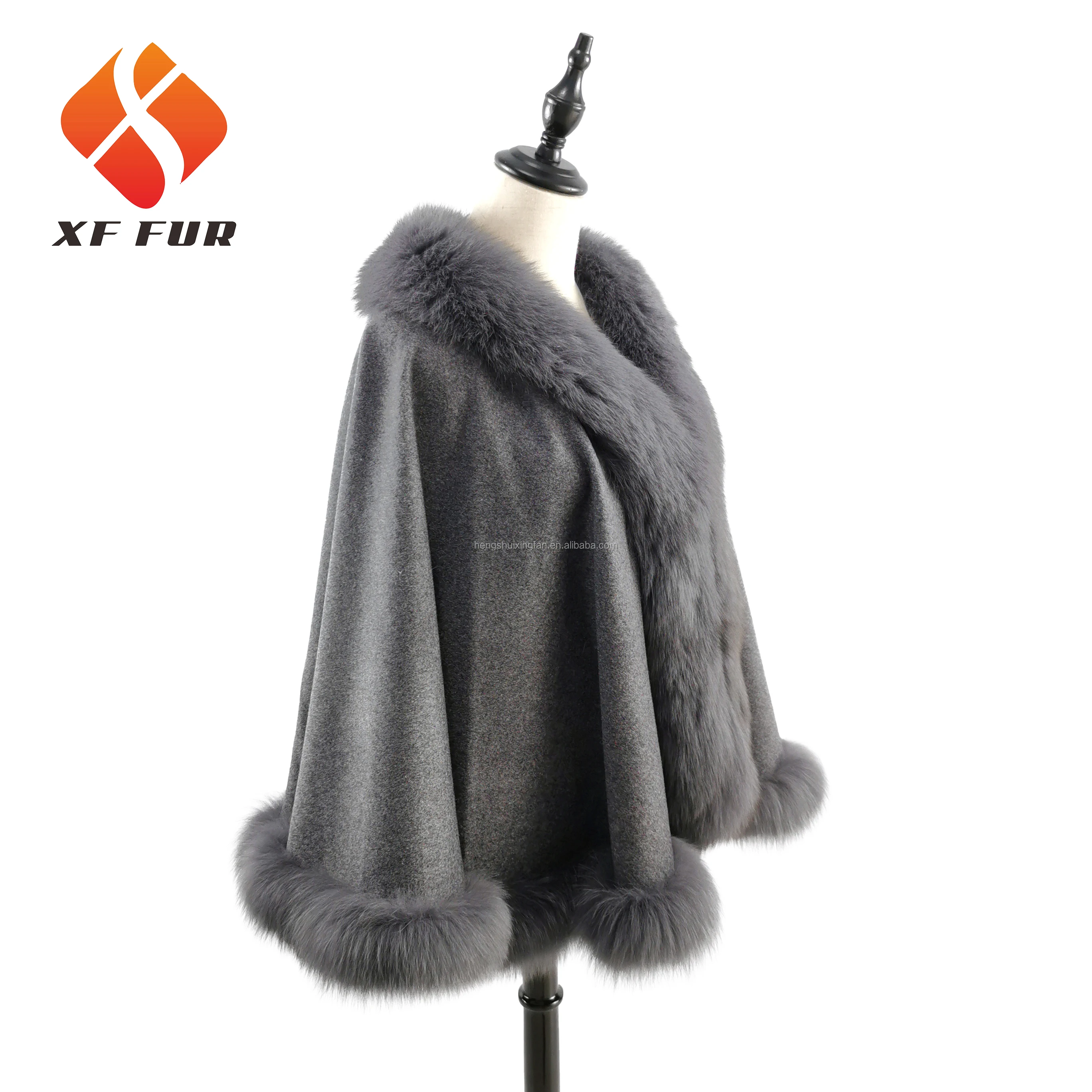 Лидер продаж 2019, оптовая продажа, высокое качество, дешевая элегантная женская шаль с воротником из лисьего меха, кашемировая шаль