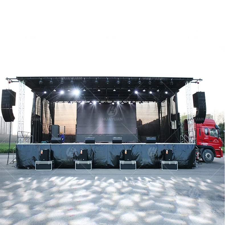 HUAYUAN S455 mobile stage roadshow hydraulic sound stage trailer for outdoor event concert