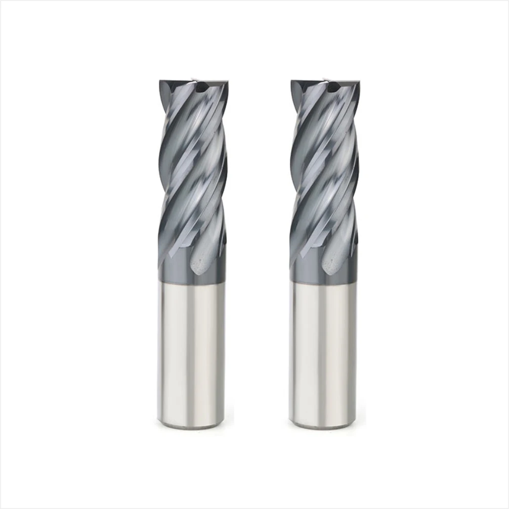 OEM high temperature hrc55 long reach 4f square end mill long service life AlTiN/TiAlN coating cnc tools carbide milling cutter