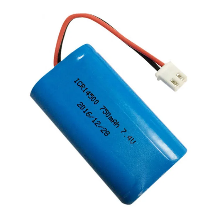 Wholesale aa 7.4v 2S1P 14500 li-ion rechargeable battery capacity 750mah 800mah customized various lithium battery packs oem odm