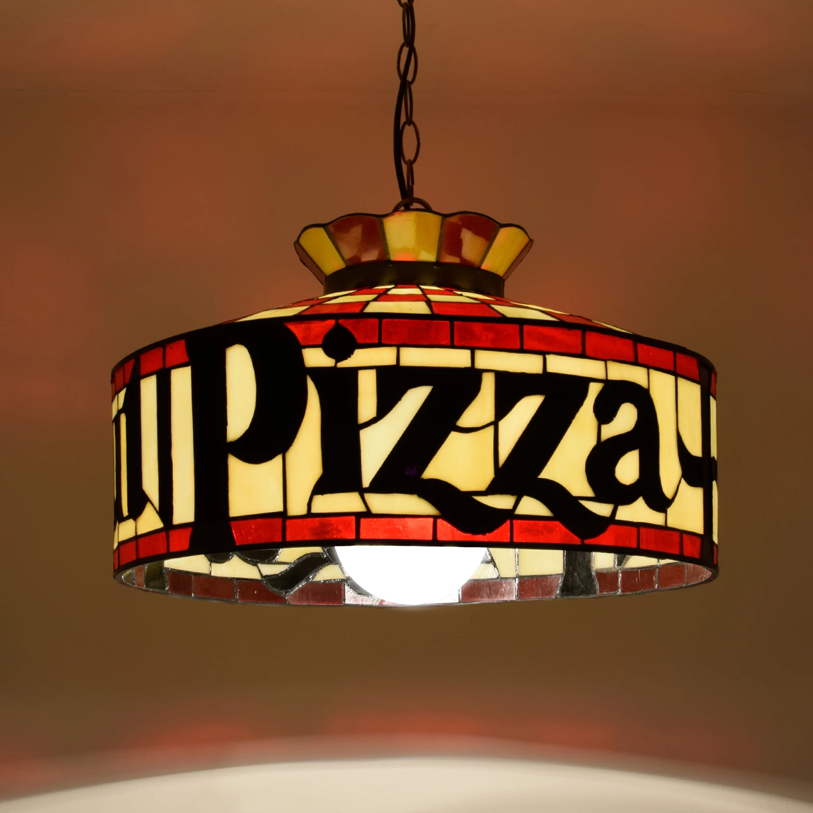 Tiffany Stained Glass 90s memory Pizza chandelier Art decoration retro Hut Chandelier restaurant Pendant Lamps
