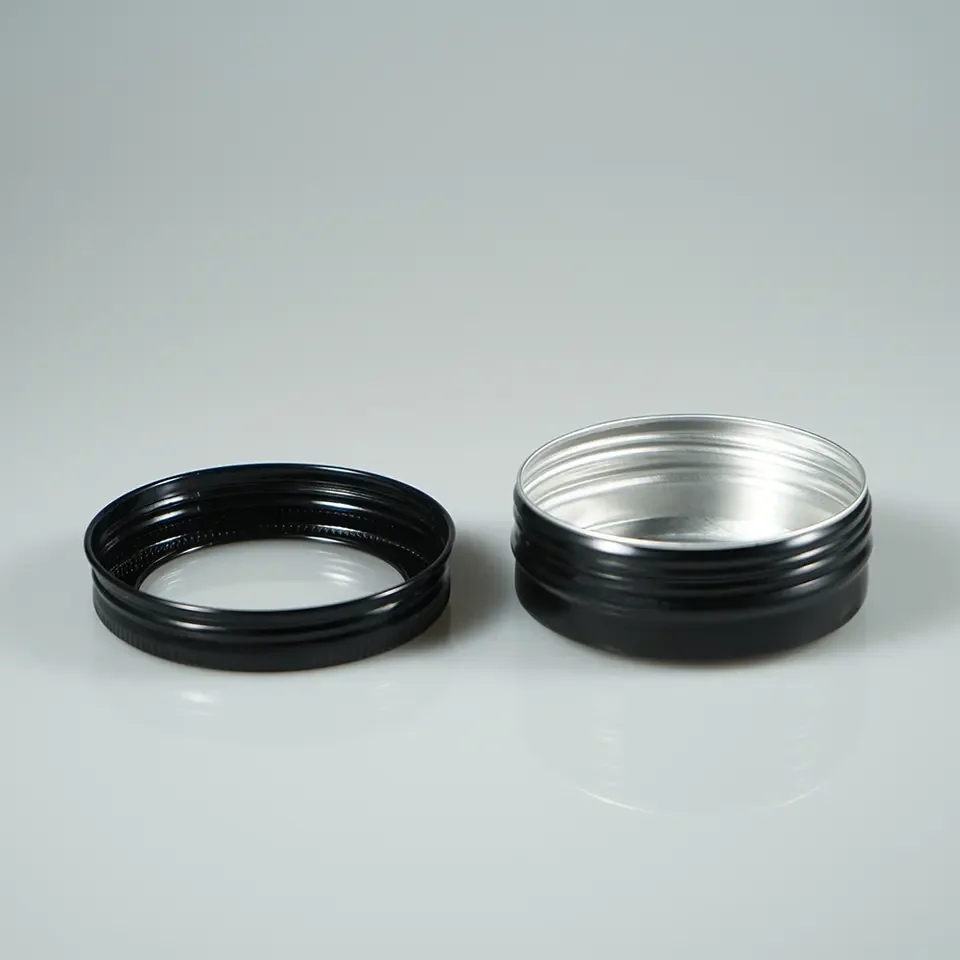 15g 35g 50g 100g 150g Round Black Empty Cosmetic Aluminum Jar Ointment Container hair wax tin with Open Window