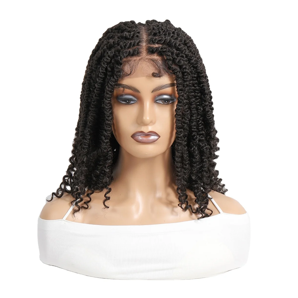 14 Inches Afro Kinky Curly Synthetic Full Lace Wig Short Braided Wigs With Baby Hair For Black Women Daily Use