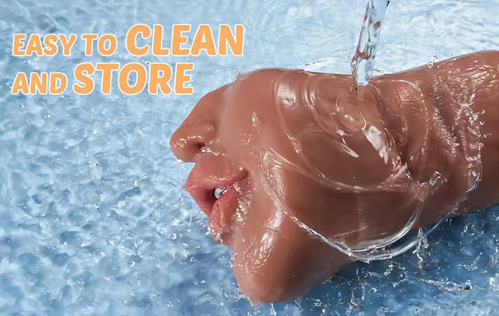 Explosive three way inverted mold double head with nose masturbator for men airplane cup