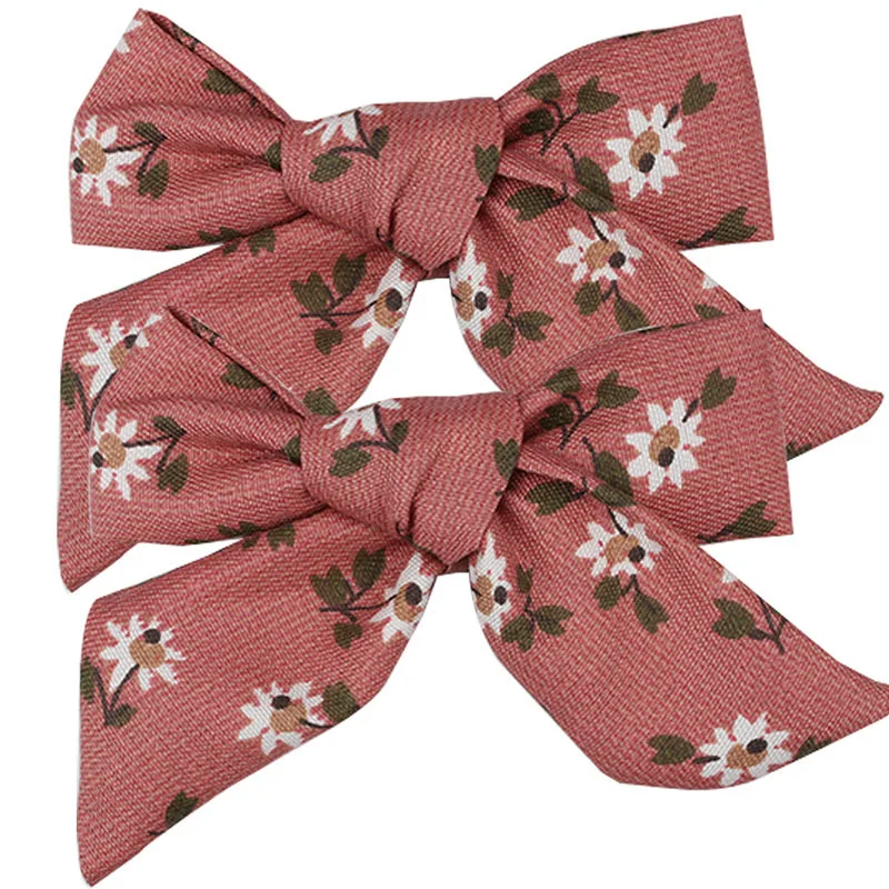 More colour High Quality Handmade Floral Prints Bows Hair Grips Little Girls Hair Clip Photo Group Shower