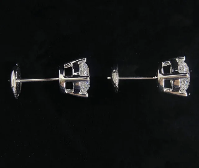 White Gold Stud Earrings with Lab-Grown round Diamond IGI Certified Customized Fine Jewelry