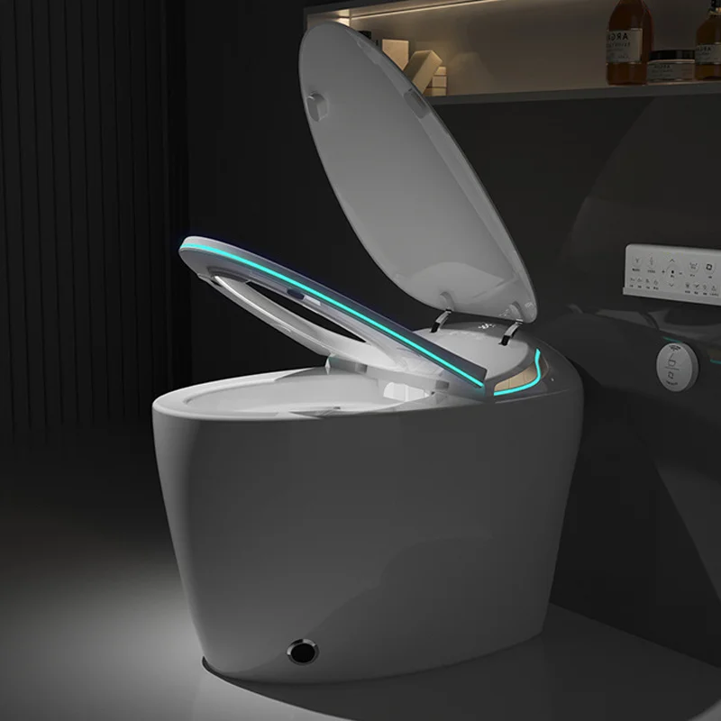 Egg Shaped One Piece Siphonic Smart Toilet S-Trap Auto Flush Big Pipe 110V\220V Female Washing Warm Wind