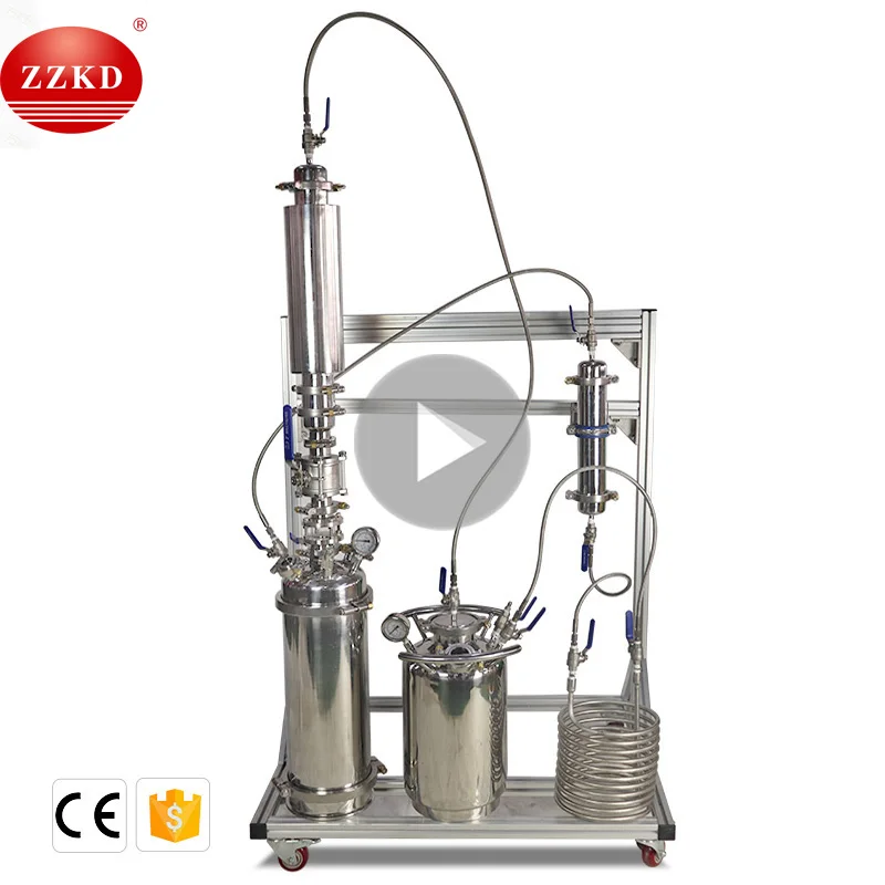 2lb stainless steel dewaxing column bho closed loop extractor with recovery tank butane extractor machine