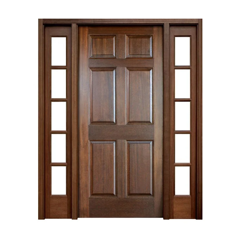 Popular design exterior double leaf solid wood main door entry door