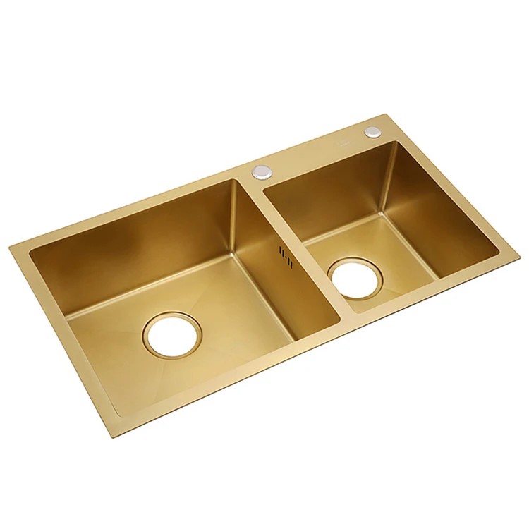 retro deep double imported domestic undercount new wash sink stainless steel kitchen golden sink