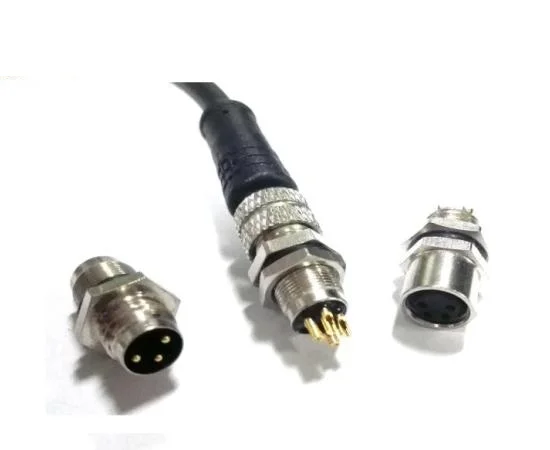 Waterproof IP67/IP68 Male Pcb Panel Mount M8 Right Angle Ethernet 8 pin Connector