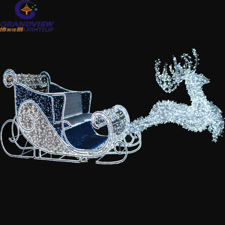Large reindeer 3d christmas reindeer with led light for street decoration