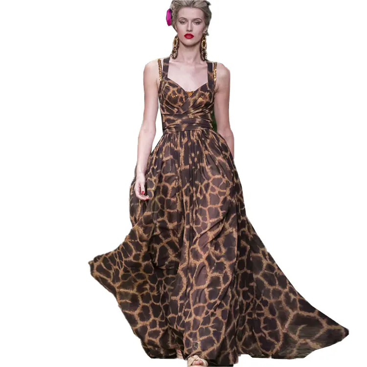 2021 Fashion Casual Sleeveless Halter Leopard Printed Dresses For Women Bodycon Ladies Stylish Women Casual Dresses