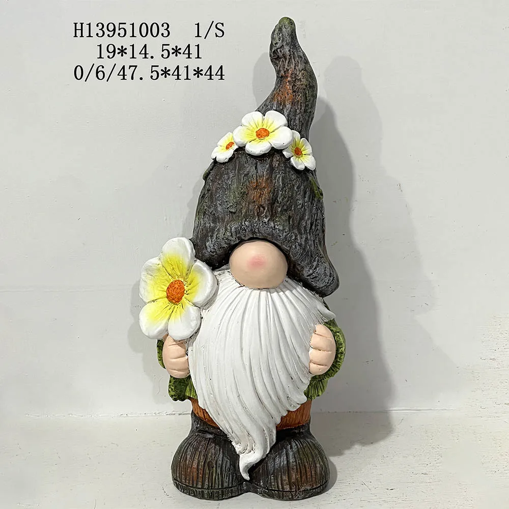 Garden yard funny decor  resin gnome statue artificial moss finished magnesia craft gnome flower pot  resin garden gnome statue