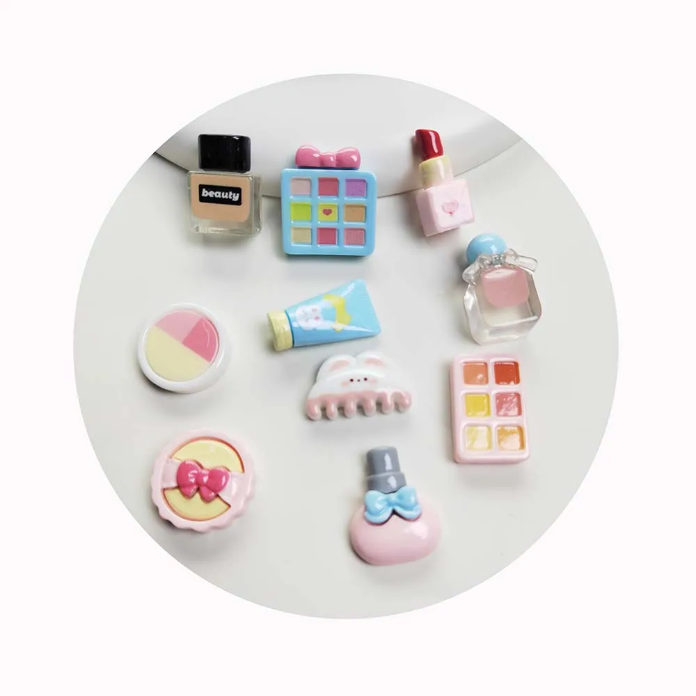 100Pcs Mini Lipstick Perfume Mirror Comb Powder Flatback Resin Cabochon Simulation Cosmetics Scrapbooking Craft DIY Play Toys