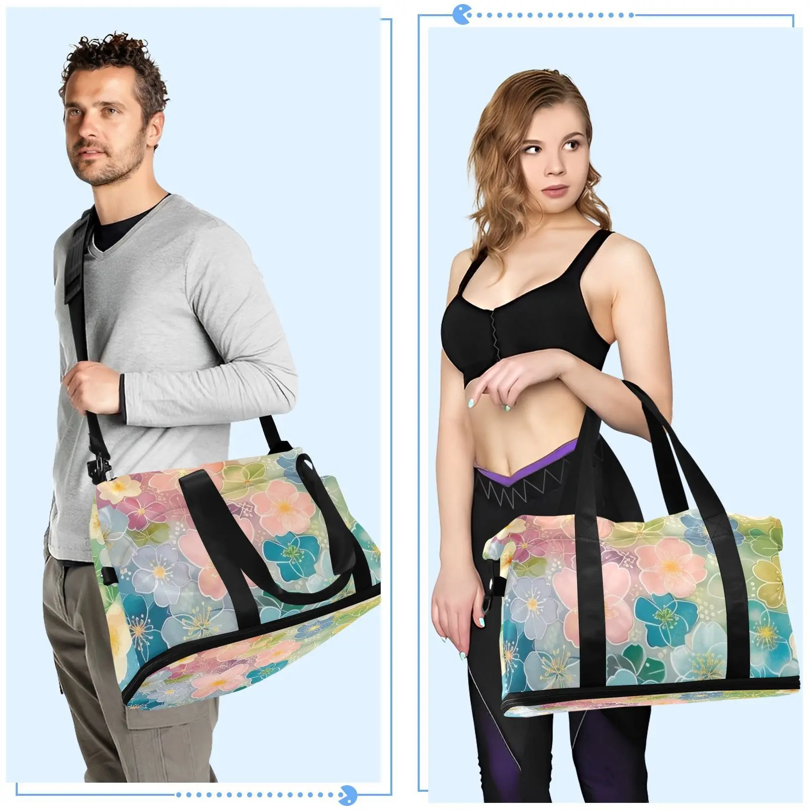 Hawaiian Custom Flower Print Wholesales Travel Foldable Bags 32L Lightweight Duffel Large Sport Gym Bag For Travel