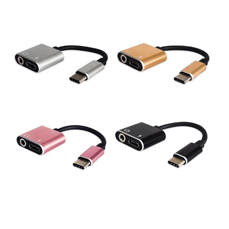 High quality Type C to 3.5mm Audio Jack 2 in 1  Headphone Adapter Charger Charging Cable for Cellphone