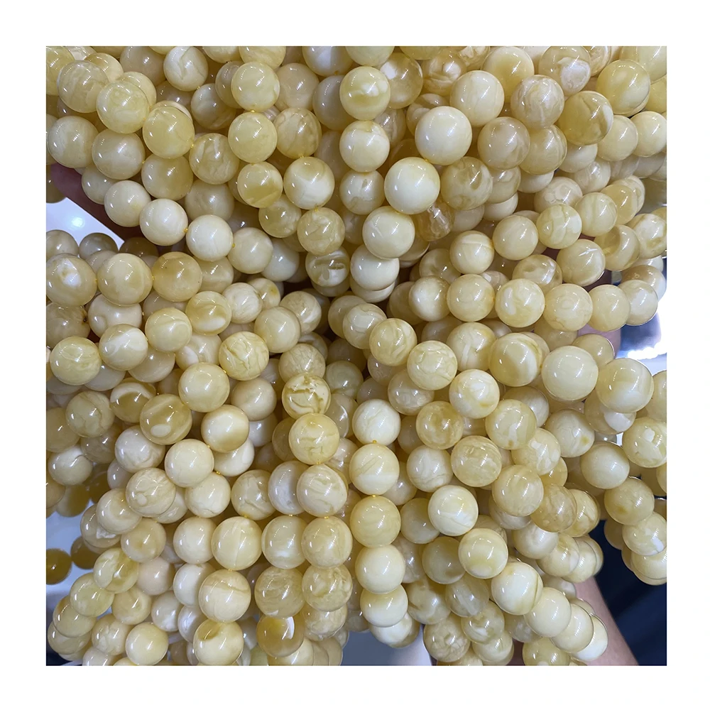 Natural Baltic amber Diameter 10-12mm yellow white tiger skin pattern hand string High quality Russian Amber