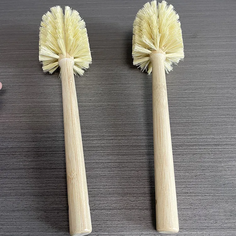 Nature Sisal Bristle Bamboo Bottle Brush Long Handle Hanging Design Cleaning Brush for Glass Water Bottles Baby Bottles