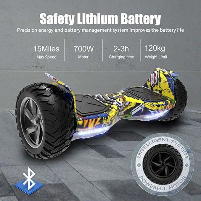 Customized 8.5 inch all terrain off road LED Lights self balancing electric scooter low price with smart APP Unique hoverboard