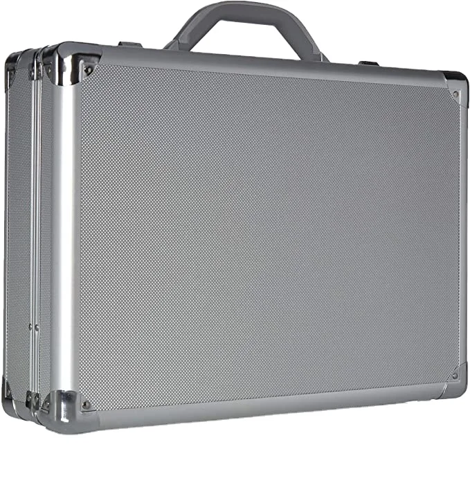 Silver 17.3-Inch Aluminum Laptop Attach Briefcase with Hard-Sided with Combination Locks