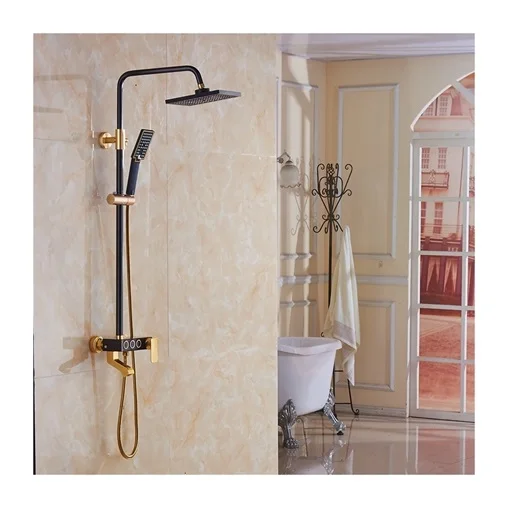 High Quality Light Luxury Button Shower Black Aluminum Material Shower Set