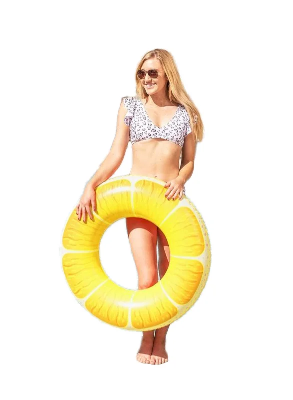 Cheap low price durable factory price customize printing PVC inflatable fruit watermelon swim tube swim ring toy
