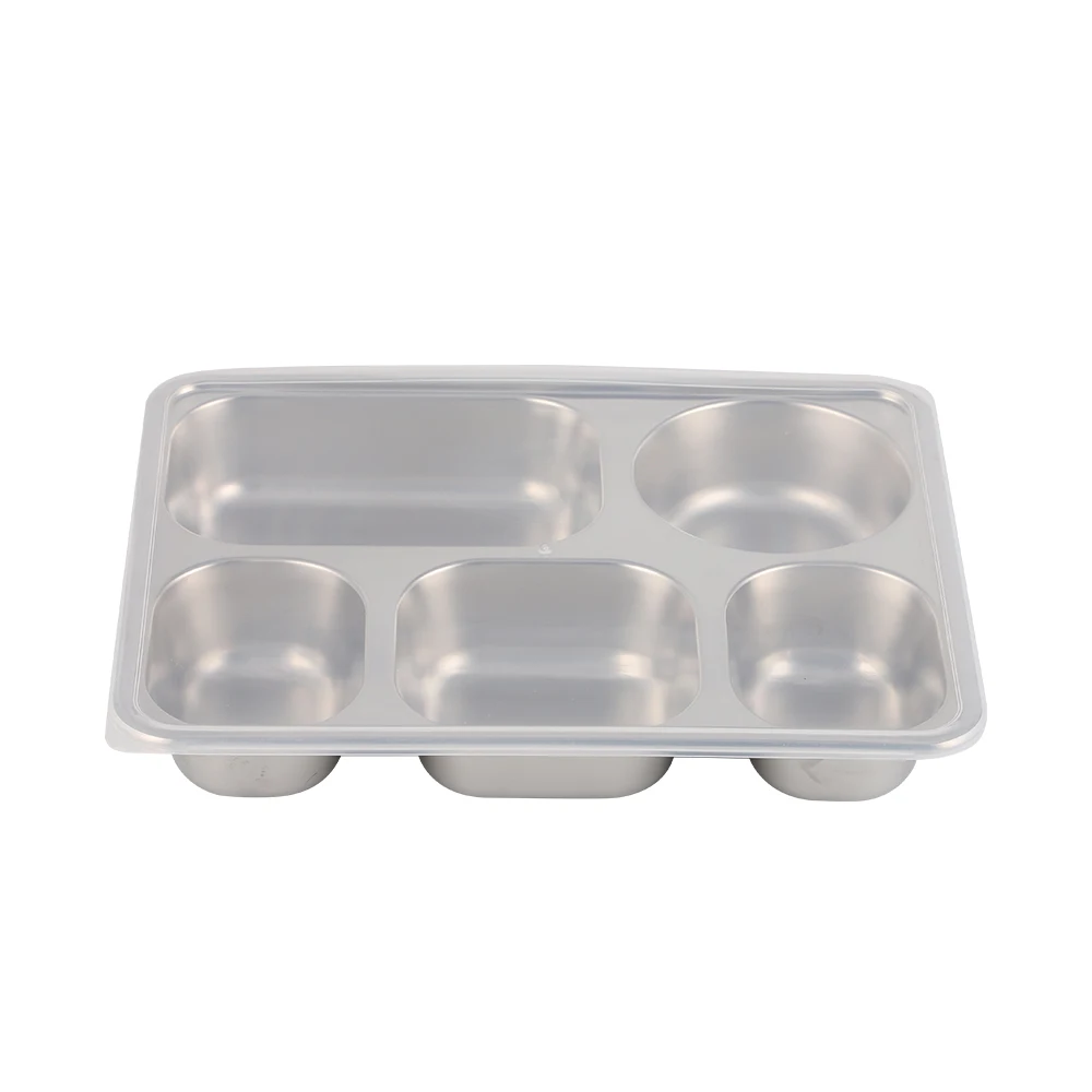 Hotel Hospital School Lunch Tray Metal Food Container Reusable Divided Plate
