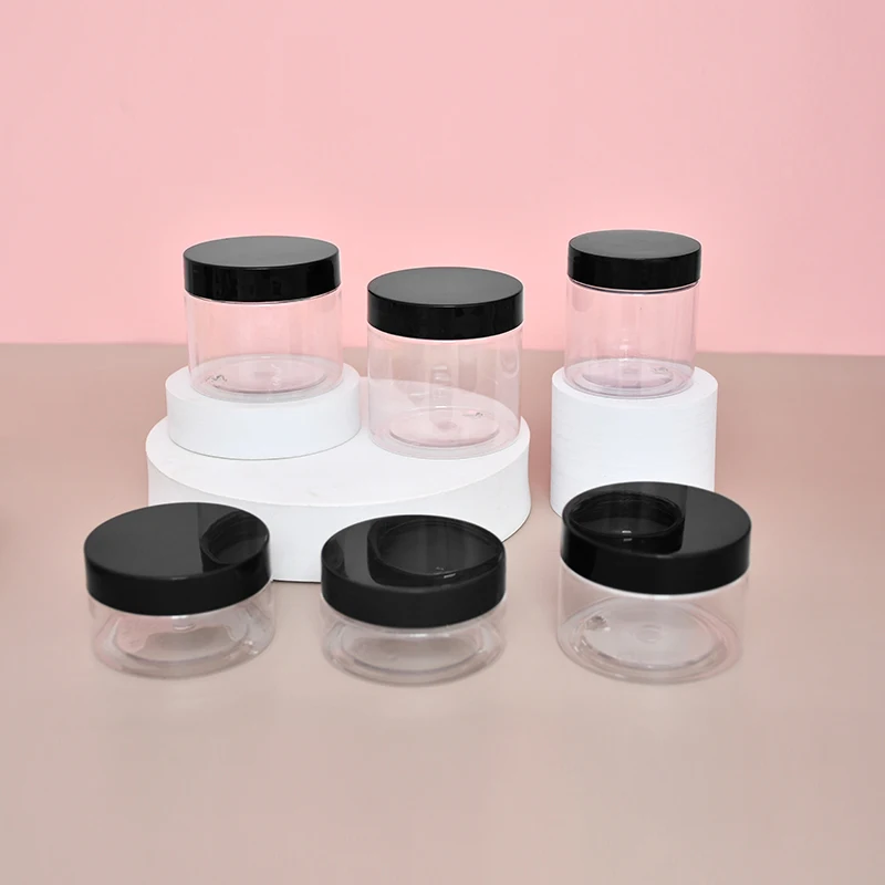 4oz 8oz 250 ml Empty Amber Lotion Cream Body Butter Lip Scrub PET Plastic Jar with Lid for 4 8 oz Cosmetic Packaging Container