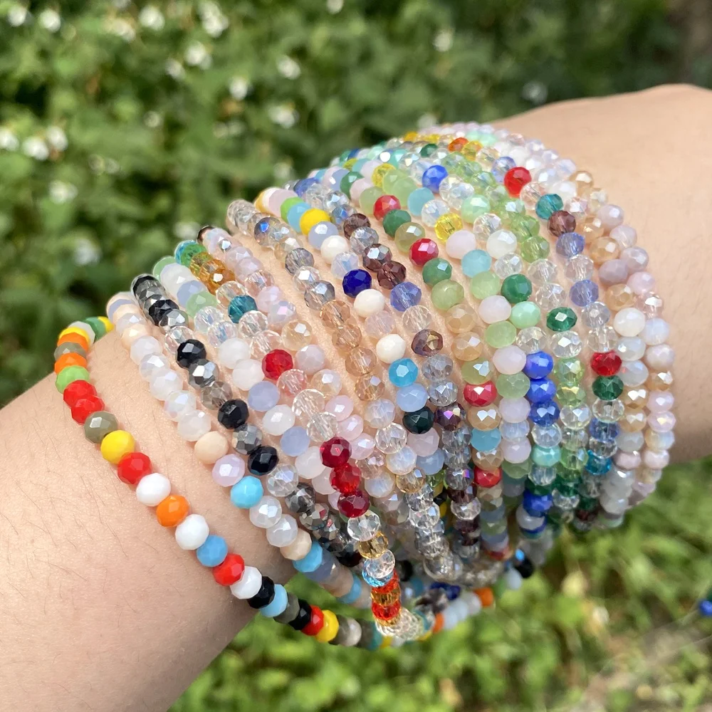 AsVrai U 3x4mm Colorful Faceted Glass Crystal Beads Spacer Beads For Jewelry Making Handmade DIY Bracelet Necklace Accessories