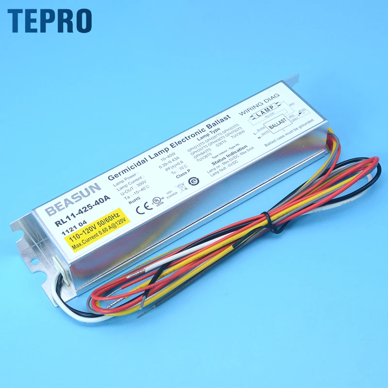 RL11-425-40A UV-C T5 4 pin ballast Ultraviolet Germicidal Lamp Starter 40w electronic ballast 15w for uv lamp