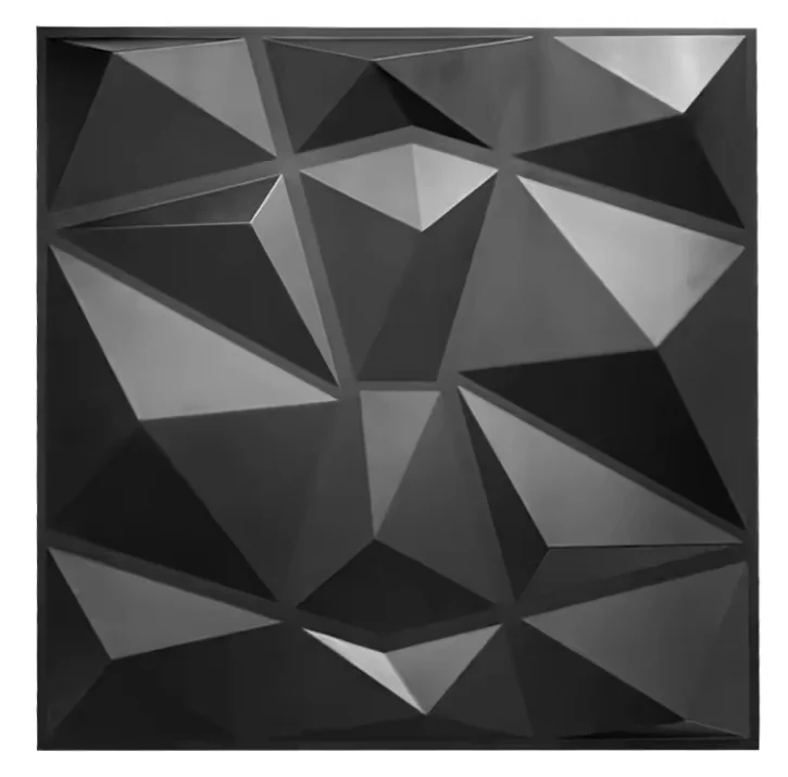 Waterproof Modern 3D PVC Wall Panel/Sticker Interior Matt Black Diamond Shape for Living Room Bedroom Decoration wall sheets