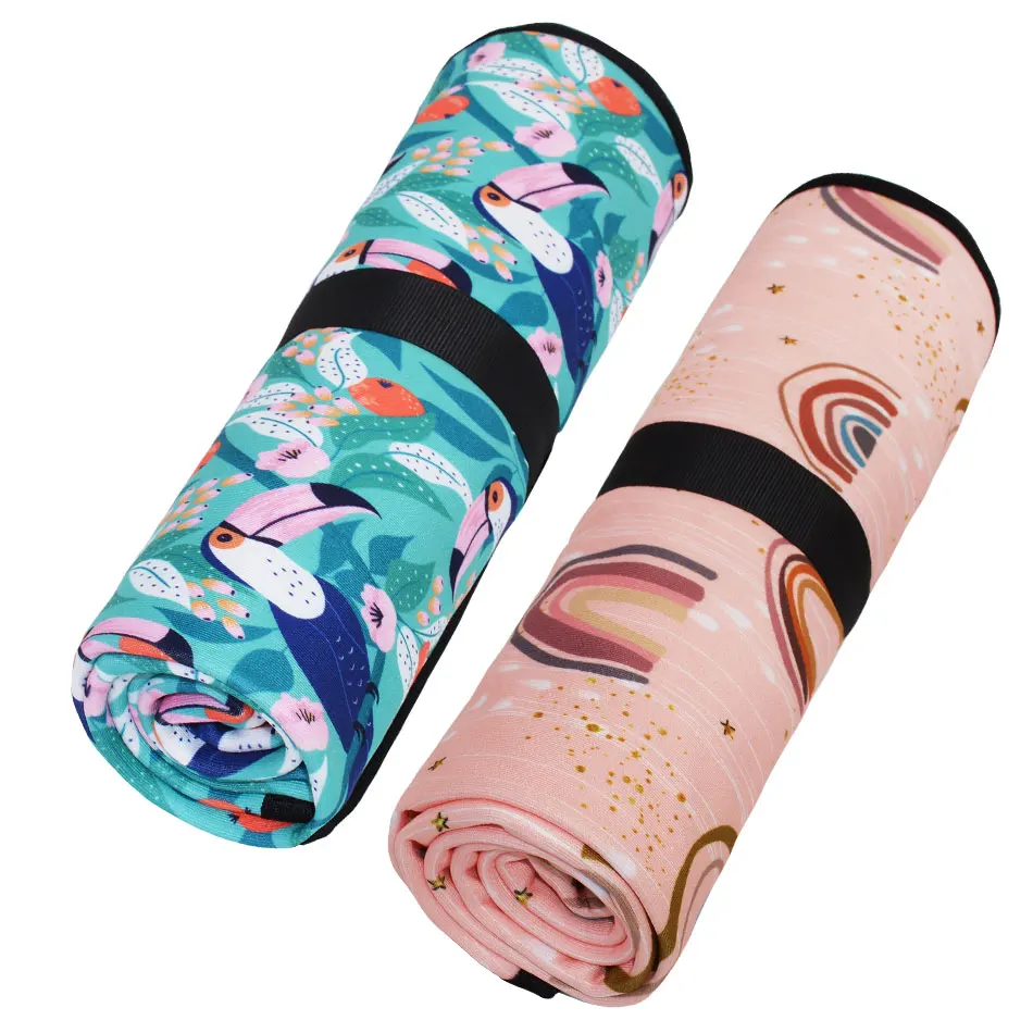 Bamboo terry baby reusable diaper change mat with handle baby waterproof portable stroller pram liner