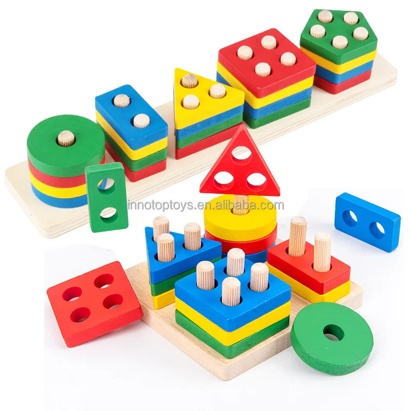Wooden montessori  educational games toys rainbow color sorting toys wooden  pyramids stacking semicircle blocks