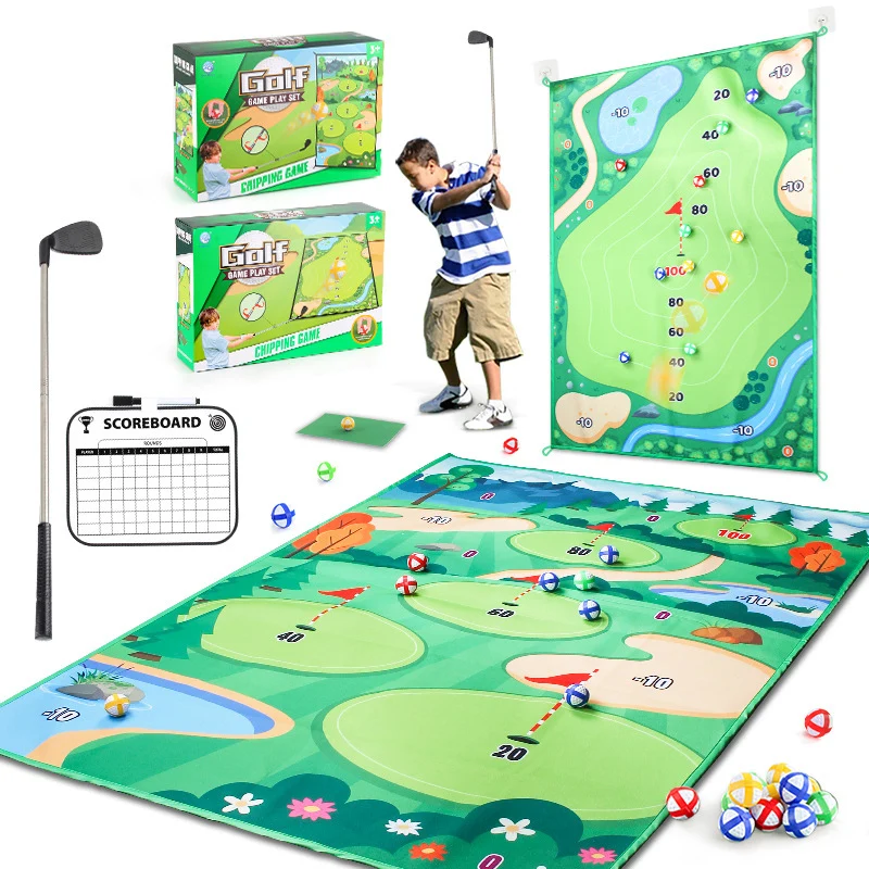 Newest Custom Pattern Kids Golf training Chipping Mat Toy Set With Multiple parts