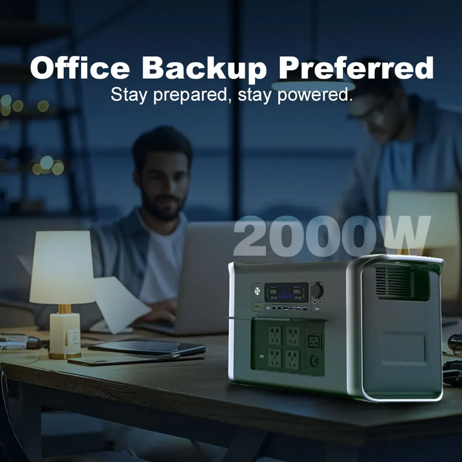 2000W Portable Power Station 2048Wh LiFePO4 Battery 2600W 1 Hr Fast Charge Solar Generator for Outdoor Camping/RV/Emergency