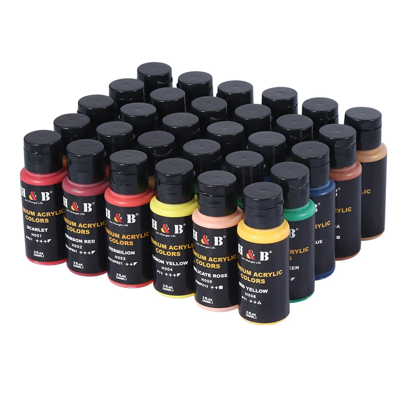 Hot Selling New product 30 Colours 60ml Acrylic Paint Set For Artist