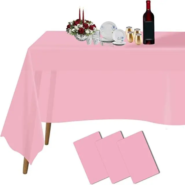 Waterproof and oil pink plastic disposable dining table covers party table cloths disposable non woven table cloth roll