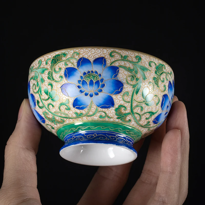 Enamel Tea Palace Style Ceramic Sample Kung Fu Tea Set Single Cup Gold Painted Large Personal Main Cup Tea Bowl Wholesale